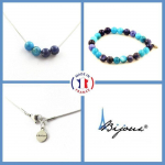 Pierres et Min&eacute;raux. Parure Bracelet Collier perles Sodalite + Apatite 8 mm. Chaine en Taille personnalisable.
