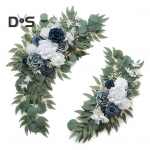 2 tk Kunstlilled Swag Kunstlilled Roosi Swag Lilleline Vanik Tseremooniateks Sildi Taust Pulmakaar Trepik&auml;sipuu Dekoratsioon valge/sinine