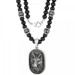 Meeste Steampunk Draak Hunt Pea Ripats Kaelakee Meestele Mees 8MM Laius 70CM Pikk Agaatkivi Helmed L&uuml;lil&uuml;liline Roostevabast Terasest Ehted 70CM valge