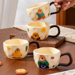 Household Suit with Handheld Ceramic Cup Bear Cute Animal Mug Simple Set of Girls Couple Water Cup Gift 330ML