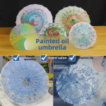 Hiina stiilis DIY laste k&auml;sitsi valmistatud maalitud &otilde;lipaberi vihmavarjukomplekt 20cm Oil Paper Umbrella