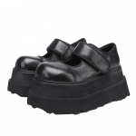 Johnature Ehtne Nahk 7CM Paksude Taldadega Kingad Vintage Mitmek&uuml;lgsed Naiste Lamedad Platvormkingad 34 must
