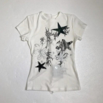 L&uuml;hikeste varrukatega vabaaja suvine t&auml;navamood gooti T-s&auml;rk gooti slim T-s&auml;rk femme crop top 90ndate vintage riided naiste T-s&auml;rgid punk seksikas M