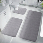 Libisemiskindel vett imav tepitud vannitoa p&otilde;randamattide komplekt 50*60+50*80+50*120 cm (individually packaged) helehall v&auml;rv