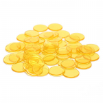 50 tk 1,5 cm arvuga bingožetoonide markerid bingom&auml;ngu plastist pokkerižetoonide jaoks kollane