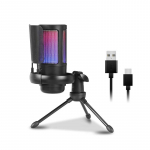 ME6S USB Condenser Microphone Professional Podcast Mic Studio Recording Microphone AmpliGame RGB Gaming Microphone valge