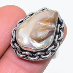 Biwa Pearl Handmade 925 Sterling Silver Jewelry Ring Size 6.5 f3r83