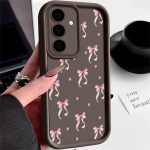 Fashion Bowknot Print pehme matt &uuml;mbris Samsung S25 Ultra S24 FE S23 Plus A16 A56 A36 A55 A26 A06 A15 A35 p&otilde;rutuskindel TPU objektiivi kaitsega telefoni kate Samsung A26 5G