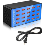 USB laadimisjaam 20-pordiline 100W mitmekordne laadimisjaam mitme pordiga USB laadija laadimine nutitelefonide, tahvelarvutite, USB-seadmete jaoks US Plug sinine