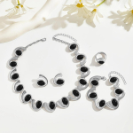 4 tk/komplekt H&otilde;bedane Naiste Mood Lihtne Kaelakee K&otilde;rvar&otilde;ngad K&auml;ev&otilde;ru S&otilde;rmuse Komplekt valge