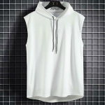 Suures suuruses suvised meeste r&otilde;ivad, sviitrid, varrukateta topid, kapuutsiga vest, treening Fitness meeste T-s&auml;rk, treening hip-hop vest XXXL valge