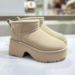 Naiste Saapad 2024 Uued Paksude Taldadega Pahkluusaapad Mugavad Suede Soojad Pl&uuml;&uuml;sist Kodu Zapatos Talvised Vabaaja Slip-On Naiste Lumesaapad 35 khaki