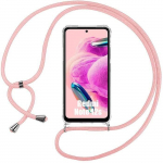 Coque - xiaomi - redmi note 12s - protection renforc&eacute;e - tpu - antichoc transparent avec cordon rose