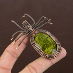Green Opal Handmade Copper Wire Wrap Spider Pendant 2.56 m7q95