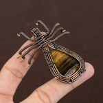 Tiger Eye Handmade Copper Wire Wrap Spider Pendant 2.56 w4e35