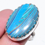 Blue Calsilica Handmade 925 Sterling Silver Jewelry Ring Size 6 d7b52