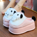 uus saabumine naised Paksud Kontsad EVA sussid Armas Panda Loomussuss Talvine Soe kohev Karvane daamide Majasussid Naljakad Kingad 36-37