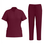 Women's uniforms quick-drying fabric zipper collar with pockets short-sleeved pants solid color nurses work uniforms suit L
