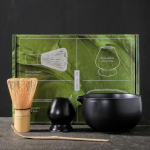 4 tk Jaapani kinkekarp Matcha komplekt Ohutu bambusest vispel Teelusikas Tee komplektid Siseruumide joogipood Tee valmistamise t&ouml;&ouml;riistad Tarvikud Four-piece Set must
