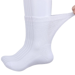 YUEDGE diabeedisokid, hingavad, bambusest, mugavad, pehmendatud tallaga, elastikuvabad, mittekitsendavad, l&otilde;dvad sokid diabeedi jaoks, 5 paari XL( 41-44 EU) white
