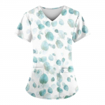 Naiste moodsad V-kaelusega l&uuml;hikeste varrukatega t&ouml;&ouml;r&otilde;ivad, taskutega, tr&uuml;kitud topid XXXL