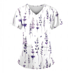 Naiste moodsad V-kaelusega l&uuml;hikeste varrukatega t&ouml;&ouml;r&otilde;ivad, taskutega, tr&uuml;kitud topid XXXXL