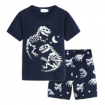 Kids Boys Girls Cartoon Dinosuar Print T shirt Shorts Pajamas Sleepwear Outfits 130 valge