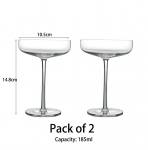 2 tk 185 ml Coupe Cocktail Glass Martini klaaskristallide komplekt 185ml