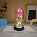 1 Komplekt Helendav Pulma Galaktika Roosi Dekoratsioon Kunstlilled LED Punane Roos S&otilde;brap&auml;eva Kingitus Roos Akr&uuml;&uuml;lkuplis Stend