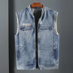 Meeste Kevad ja Suvi Kena Lahtine Taskuteta Denim Vest Noorte Krae T&otilde;mblukuga Jakk 3XL