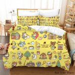 Animal Crossing Voodipesukomplekt Joonisfilm M&auml;ng 3D Tekikottide Komplektid &Uuml;heinimesevoodi T&auml;issuuruses Kuninganna Kuningsuuruses Padjap&uuml;&uuml;r lastele Kingitus Kodu Dekoratsioon Au Double 180x210cm