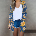 Naiste mood vabaaja lilleprintidega pikkade varrukatega midikardiganjakiga topsid XL