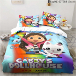 Gabby nukumaja voodipesukomplekt Kawaii voodipesukomplekt &Uuml;heinimese Kaheinimese suurus Kodu dekoratsioon T&uuml;drukutele Lastele Joonisfilm Armas Kass Tekikotikomplekt EU Single135x200cm