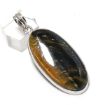 Natural Tiger Eye Gemstone 925 Sterling Silver Jewelry Pendant 2.36 s8t49