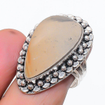 Natural Picture Jasper Gemstone 925 Sterling Silver Jewelry Ring Size 8 i5s23