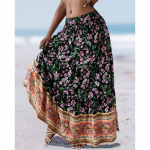 Naiste Mood Boho Vabaaja Lillemustriga Print Suvine Kevadine Elastse V&ouml;&ouml;kohaga K&otilde;rge V&ouml;&ouml;kohaga Seelikud XXL