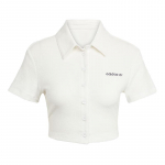 Adidas Originals triibuline r&auml;tikust n&ouml;&ouml;pidega T-s&auml;rk Vintage mood Kitsas pehme l&uuml;hikeste varrukatega T-s&auml;rk Naiste topid Pilvevalge JC5334 S