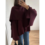 Naiste Moes Bordoopunane Salli Kraega Jakk Elegantne Pikkade Varrukatega L&otilde;tv Jakk S&uuml;gis Talv Daami Vabaaja Soe High Streetwear S veinipunane v&auml;rv