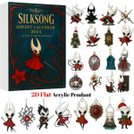 Hollow Knight Silksong Advendikalender 2025, 24 P&auml;eva J&otilde;ulude Ootus, 2D Tasapinane Akr&uuml;&uuml;l Rippuv Kaunistus J&otilde;ulukuusele, M&auml;ngus&otilde;brale 2D flat mitmev&auml;rviline