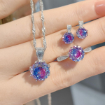 Roosil&otilde;ikega vikerkaareline teemant ripats kaelakee roosa teemant k&otilde;rvar&otilde;ngad paraiba v&auml;rvi v&auml;&auml;riskividega s&otilde;rmus v&auml;&auml;riskividega ehtekomplekt