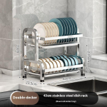 Laos 304 Roostevabast Terasest K&ouml;&ouml;gi Hoiuriiul Kausside ja N&otilde;ude Kuivatusrest Multifunktsionaalne Kausside Riiul Kausside ja S&ouml;&ouml;gipulkade Hoiustamine 2-tier