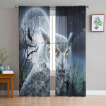Kuu &ouml;&ouml;kull nahkhiir &ouml;&ouml; &otilde;udne mets t&uuml;ll l&auml;bipaistev aken kardinad elutuppa Magamistuba Moodne Voile organza kardinad kardinad W135 x H115cm x1