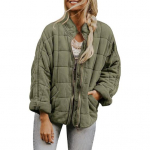 Naiste tepitud puhvjakk Kerge lukuga polsterdatud udunjakk Talvine soe pikkade varrukatega pealisr&otilde;ivas taskutega L