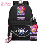 2 tk/komplekt Anime Armas Kpop Tr&uuml;kitud Seljakott 750 ml Vee Pudeliga Teismelisele T&uuml;drukule Poisile Raamaturiiul Lastekingitus Suure Mahutavusega Reisisell Rucksack