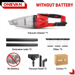 ONEVAN 12KPA Elektriline tolmuimeja 1500W Multifunktsionaalne k&auml;eshoitav Auto Kodu Puhastus Tolmut&ouml;&ouml;riist Makita 18v Aku Pinni jaoks NO Battety-NO Plug