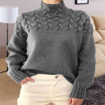 Naiste avarate pikkade varrukatega sviiter vabaaja kootud mustriga &uuml;hev&auml;rviline pullover, suur suurus XXXXXL hall
