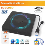 USB 3.0 v&auml;line Blu-ray seade Kaasaskantav 3D BD-Combo optiline seade CD DVD-m&auml;ngija CD kirjutaja lugeja s&uuml;learvutile PC Windows 11/10 Mac Blue light driver must