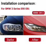 BMW Vana 3-seeria E90 E91 2006-2011 jaoks t&otilde;elise s&uuml;sinikkiust kleebis Esituled Kulmud Silmalaugud Katte trimmimine Auto stiil Solid Color