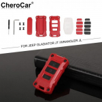 Car Key Fob Cover Case Skin Cover Trim Red For Jeep Wrangler JL & Gladiator 18+
