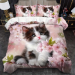 Kassipesa Tekikottide Komplekt Loomade Tekikottide Komplekt Multikate Tekikoti Kate Magamistoa Kaunistus K&uuml;lalistetuba 2/3tk 2D Roosa Tasapinnaline Tr&uuml;kk Duvet Cover Set&EU Single(135x200cm)